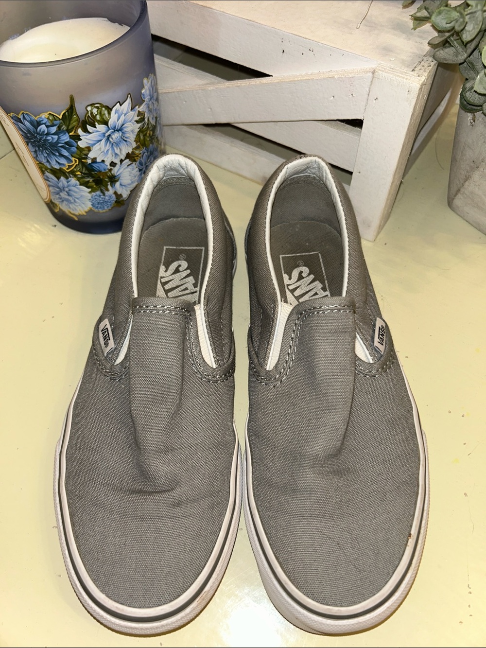 Vans Gray Canvas Slip-On Loafers